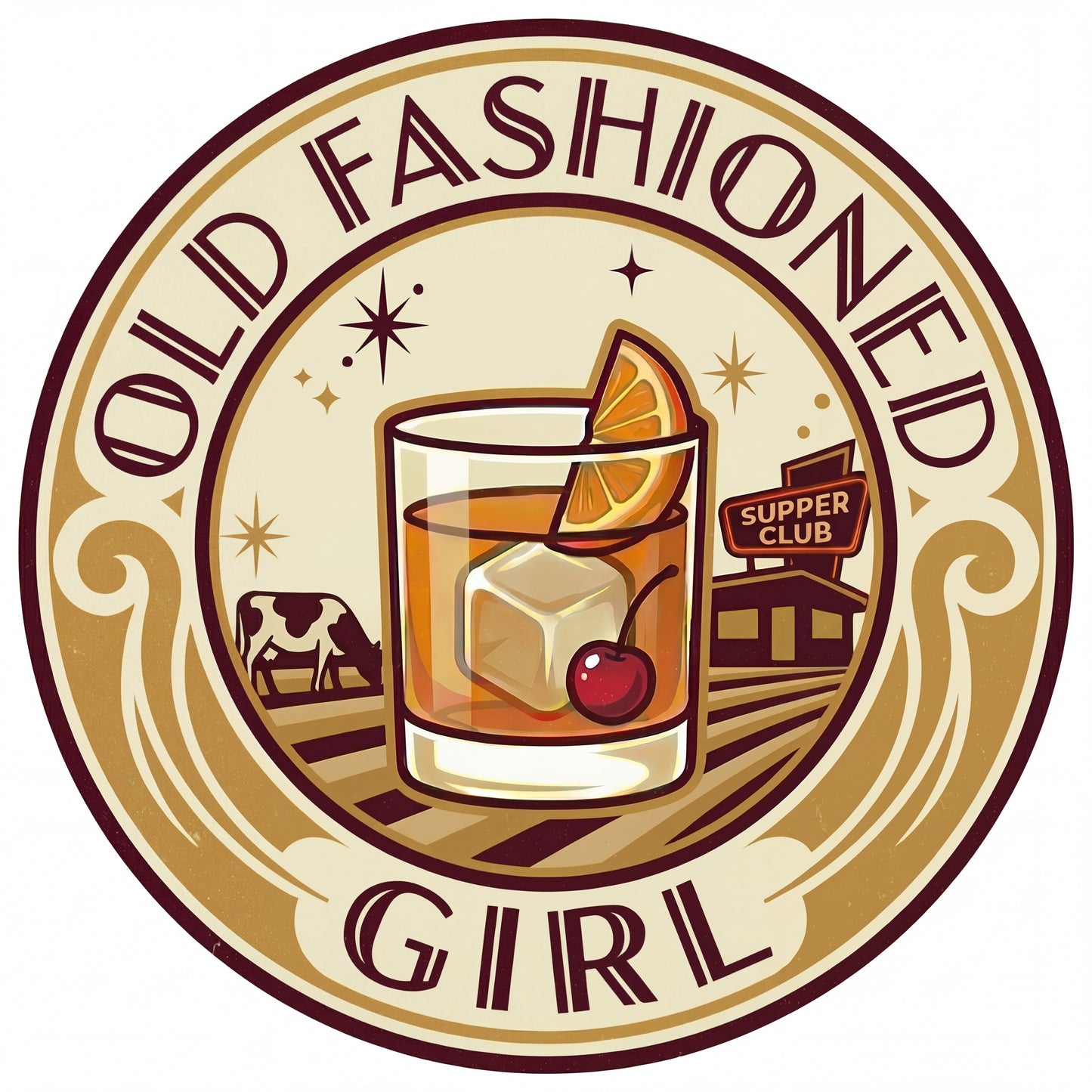 Old Fashioned Girl Cocktail Glass